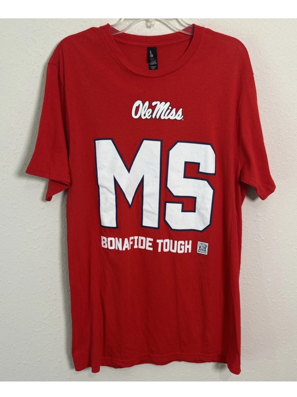 Ole Miss Rebels X Ford F150 Bonafide Tough Red Mens Lg T-Shirt Built Ford Tough